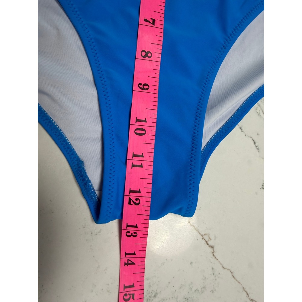 BMJL Women Blue Teal Colorblock High Waisted Bikini Set Sporty Two Piece NWT - Picture 6 of 10
